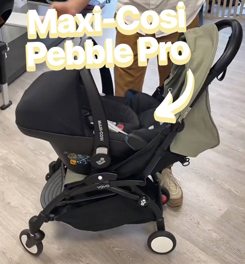 seggiolino auto Maxi Cosi Pebble Pro su un passeggino YOYO Babyzen