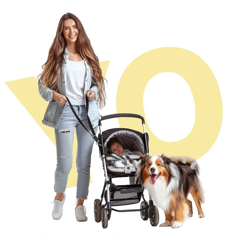 come portare a spasso il cane e il bambino in un passeggino allo stesso tempo